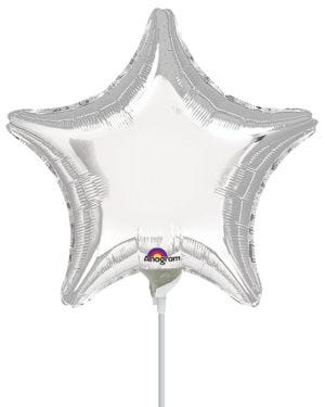Metallic Silver Star Balloons - 9&quot; Foil (10pk)
