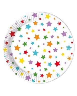 Star Print Paper Party Plates -  23cm (8pk)
