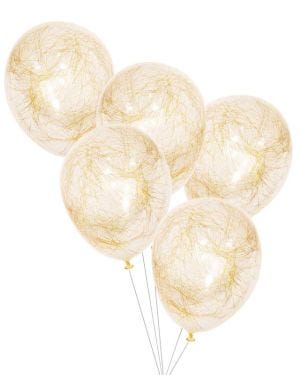 Gold Glitter Angel Hair Confetti Balloons - 12&quot; Latex