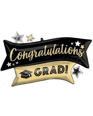 Congratulations Grad Banner Supershape Balloon - 38&quot; x 23&quot; Foil