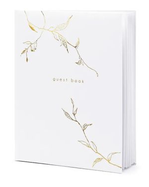 Metallic Gold Branches White Guest Book - 20cm x 24.5cm