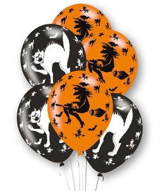 Witches &amp; Cats Print Balloons - 11&quot; Latex (6pk)
