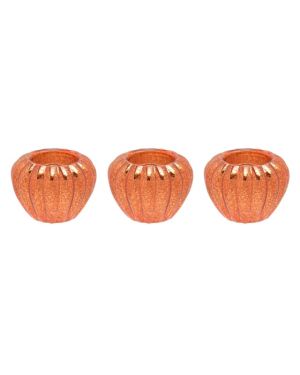 Orange Glass Pumpkin Tealight Candle Holders - 7cm (3pk)