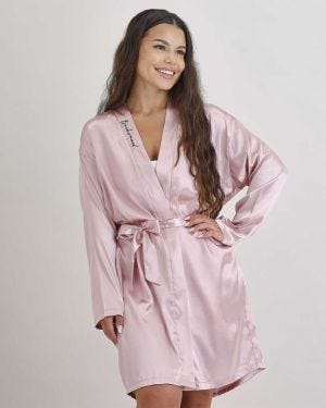 Pink Embroidered &#039;Bridesmaid&#039; Dressing Gown