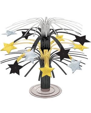 Hollywood Black, Silver &amp; Gold Star Mini Cascade Table Centrepiece - 22cm