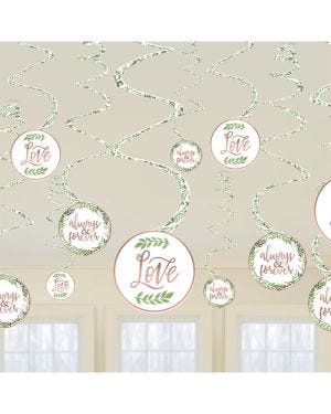 Love &amp; Leaves Hanging Swirl Decorations (12pk)
