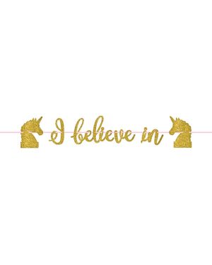 &#039;I Believe In Unicorns&#039; Glitter Paper Banner - 3.65m