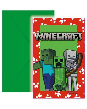 Minecraft Party Invitations &amp; Envelopes (6pk)