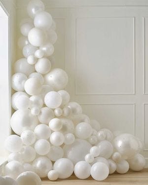 White &amp; Cream with Pearls Balloon Arch (120pk)