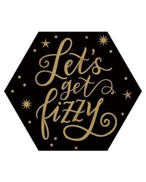 Let&#039;s Get Fizzy Hot Stamped Hexagon Coasters - 7.6cm