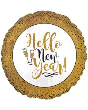 Gold Glitter New Year Balloon - 18&quot; Foil
