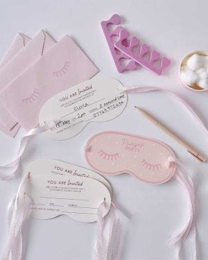 Pamper Party Eye Mask Shaped Invitations - 16.5cm (5pk)