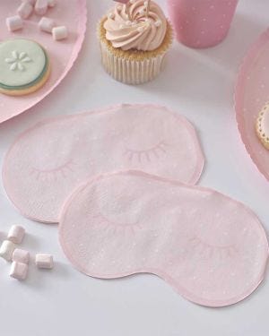 Pamper Party Pink Eye Mask Paper Napkins - 16.5cm x 9.4cm (16pk)