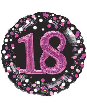 18th Birthday Pink Sparkling Celebration 3D Multi- Balloon - 32&quot; Foil