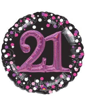 21st Birthday Pink Sparkling Celebration 3D Multi- Balloon - 32&quot; Foil