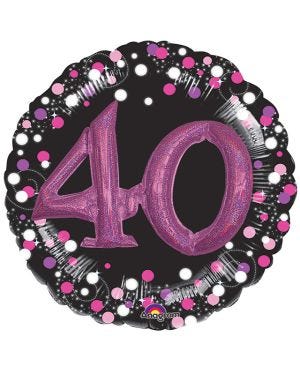 40th Birthday Pink Sparkling Celebration 3D Multi- Balloon - 32&quot;Foil