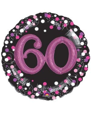 60th Birthday Pink Sparkling Celebration 3D Multi- Balloon - 36&quot; Foil
