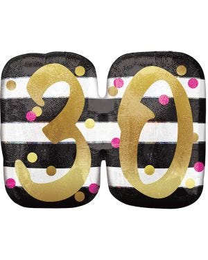 30th Pink &amp; Gold Milestone SuperShape Balloon - 30&quot; Foil