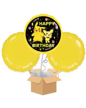 Yellow Pokemon Balloon Bouquet - Delivered Inflated