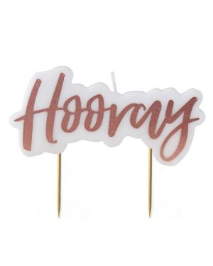 Pick &amp; Mix Rose Gold &#039;Hooray&#039; Candle - 9.5cm