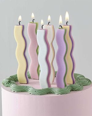 Pastel Wave Birthday Candles - 13cm (6pk)