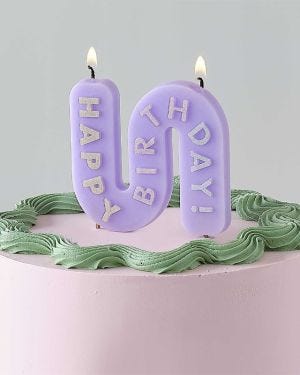 Pastel Wave &#039;Happy Birthday&#039; Candle - 12cm x 7cm