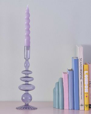 Pastel Wave Lilac Glass Bubble Candle Holder