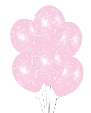 First Holy Communion Pink Balloons - 11&quot; Latex (6pk)