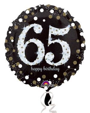 Happy 65th Birthday Gold Sparkling Celebration Balloon - 18&quot; Foil