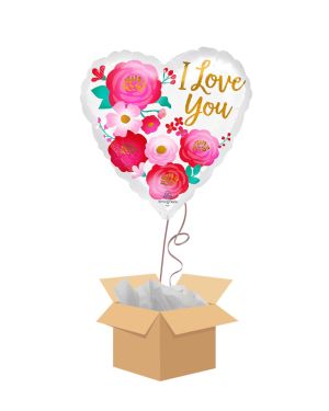 I Love You Ombre Flowers Balloon - Delivered Inflated