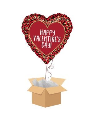 Happy Valentine&#039;s Day Animal Print Balloon - Delivered Inflated