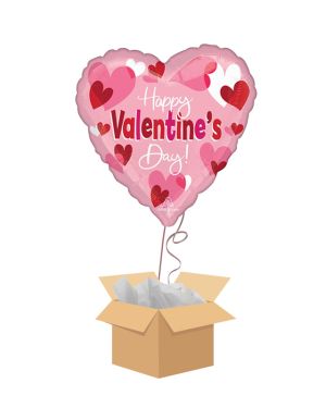 Happy Valentine&#039;s Day Playful Hearts Balloon - Delivered Inflated
