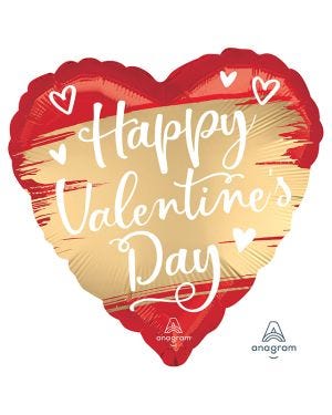Happy Valentine&#039;s Day Gold Heart Balloon - 18&quot; Foil