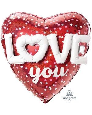 Love Hearts Pop Balloon - 36&quot; Foil
