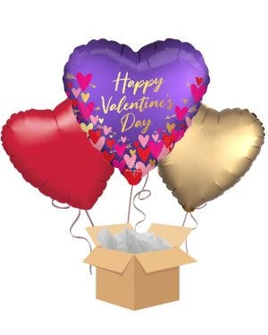 Happy Valentine&#039;s Day Hearts &amp; Arrows Balloon Bouquet - Delivered Inflated