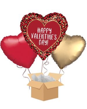 Happy Valentine&#039;s Day Animal Print Balloon Bouquet - Delivered Inflated