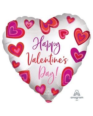 Happy Valentine&#039;s Day Floating Hearts Balloon - 18&quot; Foil
