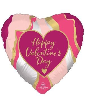 Marble Abstract Happy Valentines Day Balloon - 18&quot; Foil