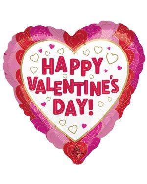 Happy Valentine&#039;s Day Wrapped in Hearts Balloon - 18&quot; Foil