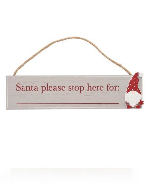 Santa Please Stop Here MDF Plaque - 24cm