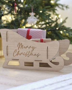 Wooden Sleigh Present Holder
