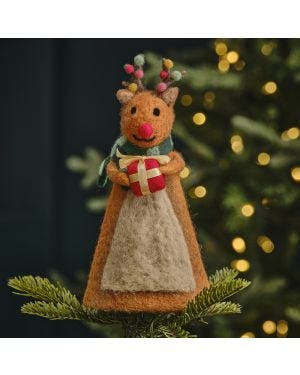 Tree Topper - Felt Festive Reindeer 