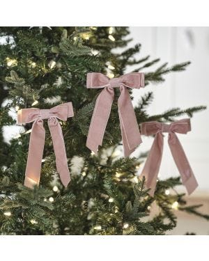 Velvet Clip On Bows - Tree Decs - Pink