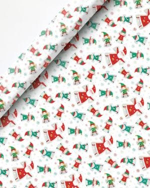 Santa &amp; Elf Christmas Gift Wrap - 8m